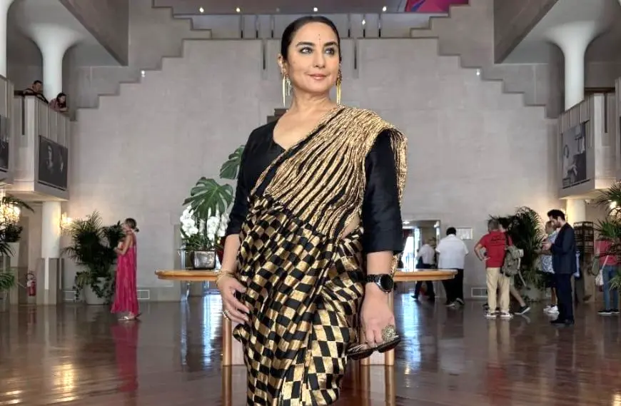 Divya Dutta Dazzles in Black-and-Gold Saree at the 82nd Venice International Film Festival