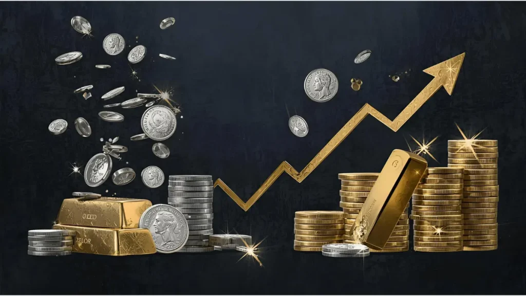 सोना-चांदी वायदा में विपरीत रुख: सोना 211 रुपये नरम, चांदी 136 रुपये तेज