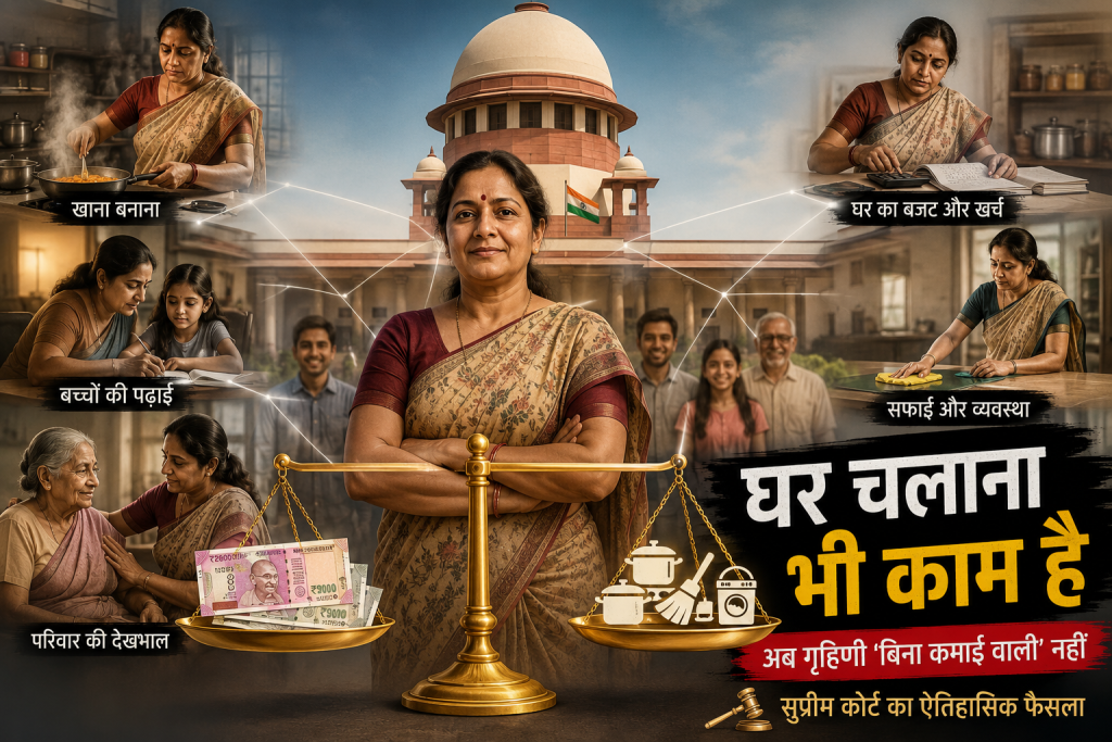 सर्वोच्च न्यायालय का ऐतिहासिक फैसला: गृहिणी ‘बिना कमाई वाली’ नहीं, अर्थव्यवस्था की रीढ़ है