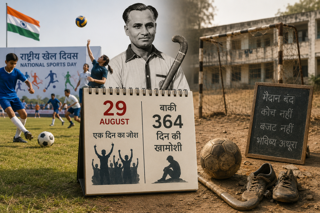 टाइटल: साल में एक दिन के “खिलाड़ी”, बाकी 364 दिन की खामोशी राष्ट्रीय खेल दिवस पर खेल संस्कृति और जमीनी हकीकत