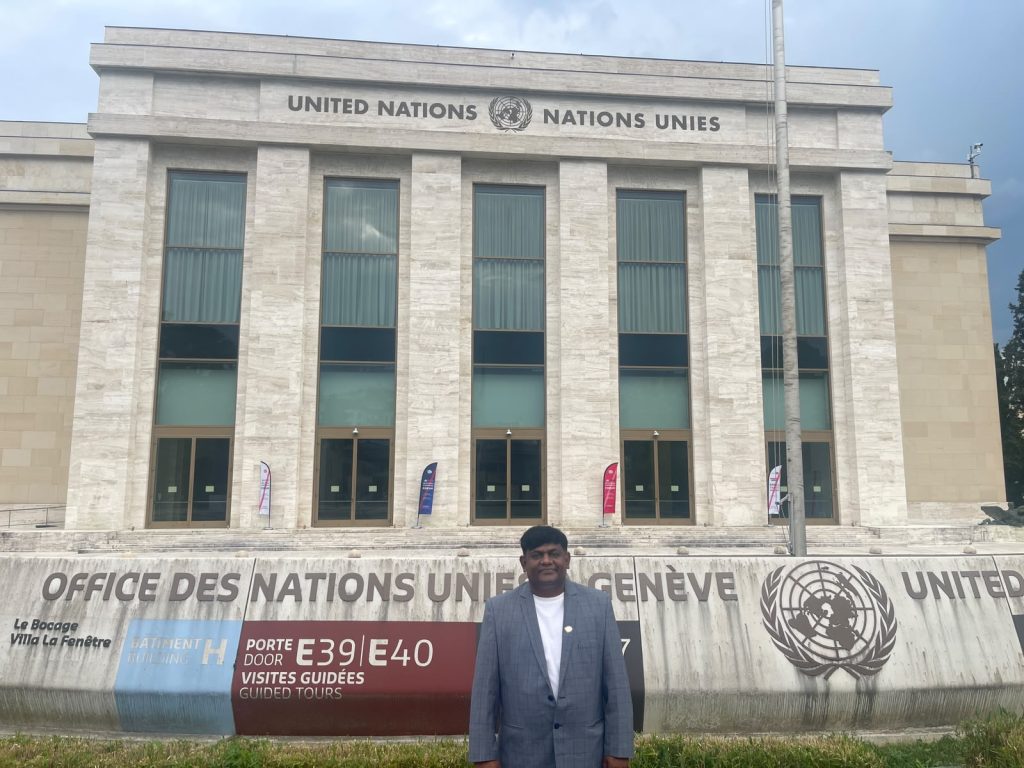 Kunal Panchamia, Founder and CEO of ePROTECT360, participating in a discussion on AI collaboration for developing nations at the AIFOD Geneva Summit.