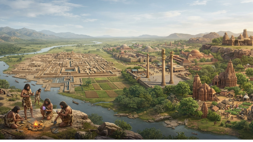 History of India — Part 1: From Prehistory to the Rise of Early Medieval Powers Ancient India through the ages, from prehistoric communities to early medieval kingdoms