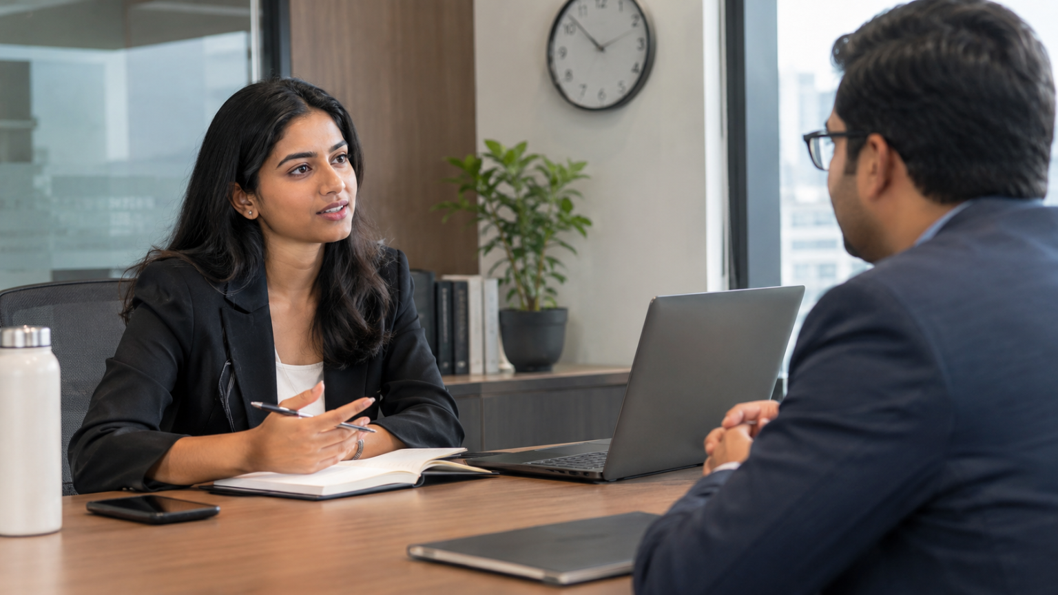 Gen Z candidate asking a recruiter questions during a job interview