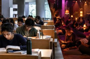 Young Indians reading quietly in a self-study library