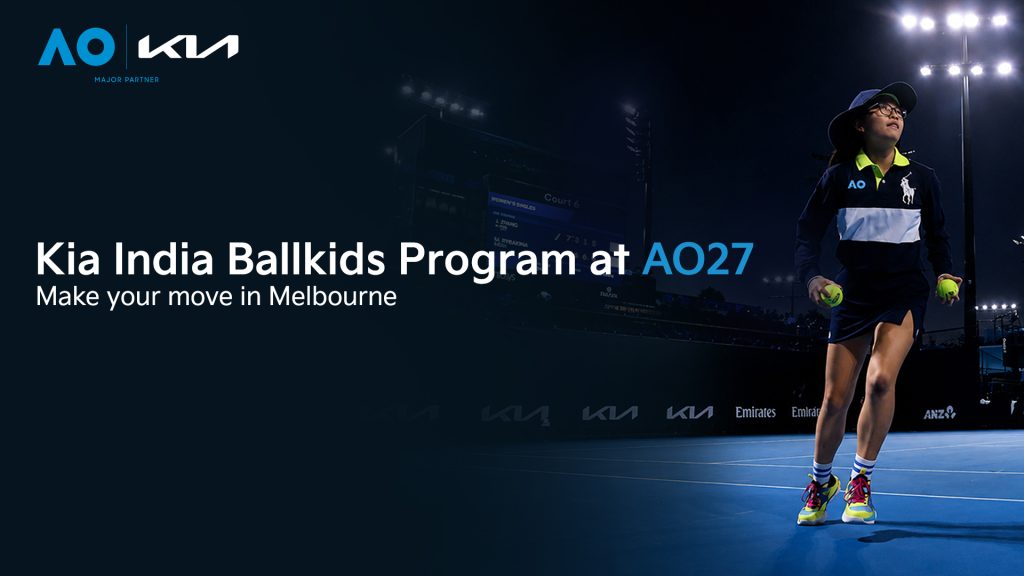 Young participants during Kia India Ballkids Program trials for a chance to represent India at the Australian Open 2027.