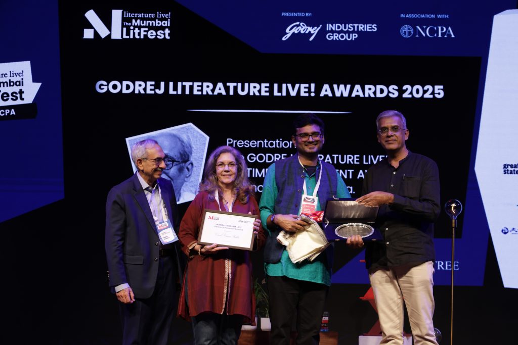Books displayed at a literary festival as Godrej Literature Live announces its 2026 Literary Awards longlists.