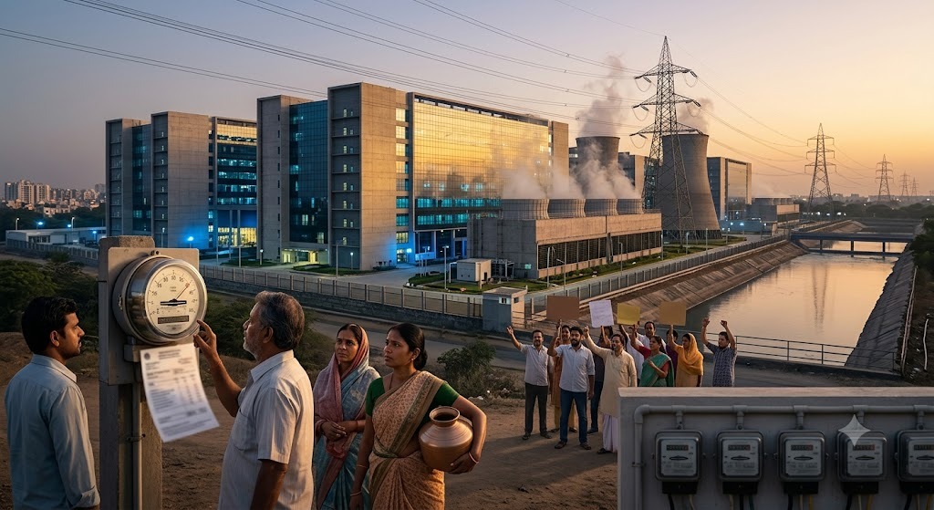 India’s digital future needs power. But who will pay the price? Modern data centre in India with server infrastructure and cooling systems highlighting concerns over electricity demand and resource use.